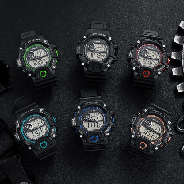 Digital Lysande Unisex Sport Vattentät Klocka Herrklockor Mode Damarmbandsur A7K9 Red One size
