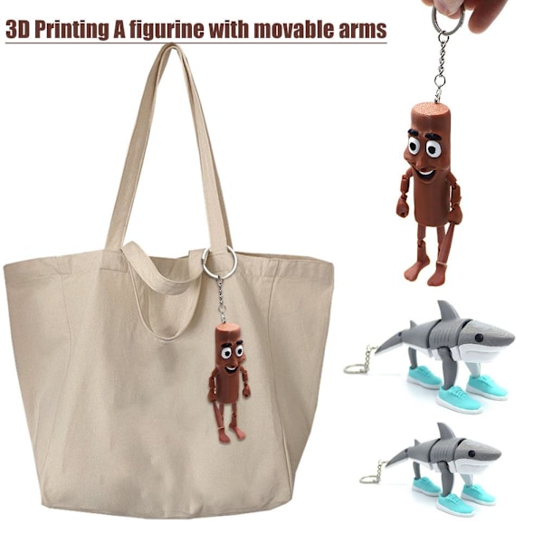 Tan Together Action Doll Nyckelring Tan Together 3D-tryckt Nyckelring Tungtungsahur Och Tralalo A4J1 Hinge tree man 1pcs