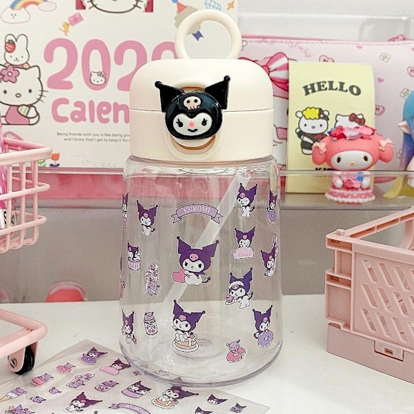 400ml Sugrör Vattenkopp Cinnamoroll Kuromi Melody Sugrör Utomhus Portabel Vattenflaska Kopp Spelare C1v2 blue 400ml