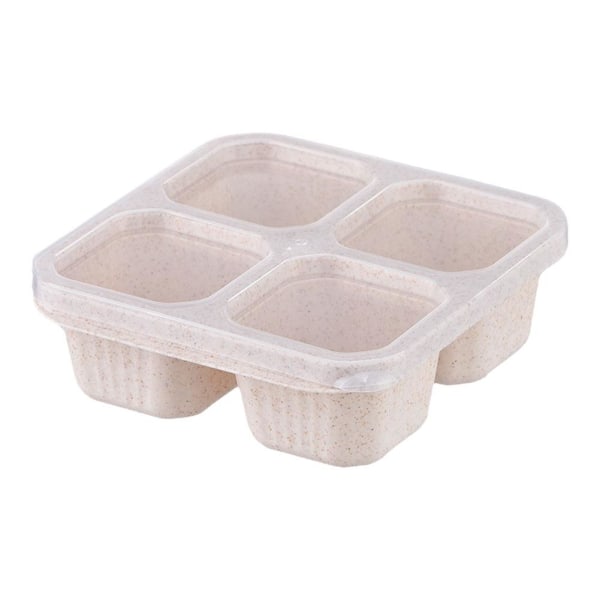 4-pack mellanmålsbehållare Delad Bento-snackbox 4 fack beige one-size