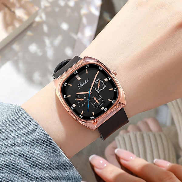 1st Mode Koreansk Kvarts Damklocka Fyrkantig Urtavla Lyxig Klockarmband Silikon Elegant K7E0 Red One size