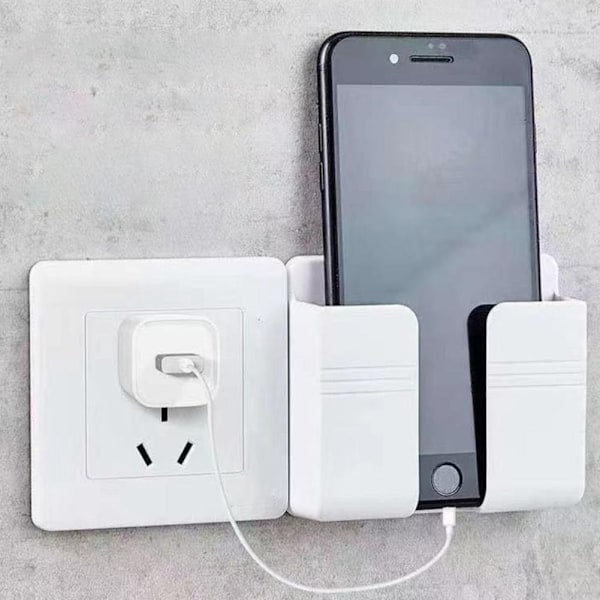Multifunktionell Telefonhållare Väggmonterad Organizer Förvaringsdocka Ställ Laddningsorganisator Kontroll M7f7 gray 1pcs