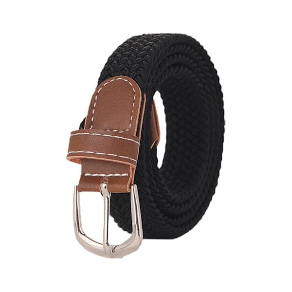 Modebälte Väv Canvas Bälte Metallspänne Män Kvinnor Fritt Elastiskt Hål Bälte Flätat G5s9 Black 1pcs