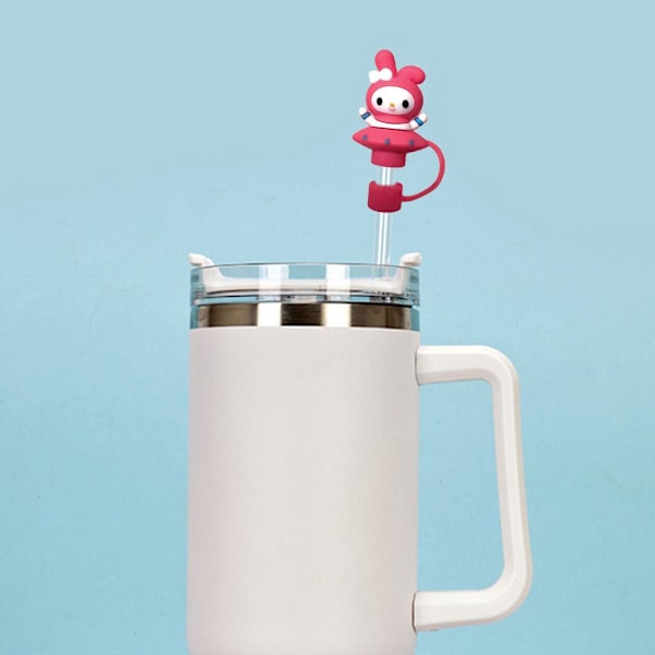 Cinnamoroll Mymelody Kuromi Tecknad Silikon Sugrör Lock Docka Kawaii Skydd Dricksstrå J2e8 yellow 1pc