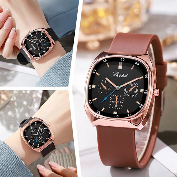 1st Mode Koreansk Kvarts Damklocka Fyrkantig Urtavla Lyxig Klockarmband Silikon Elegant K7E0 Red One size