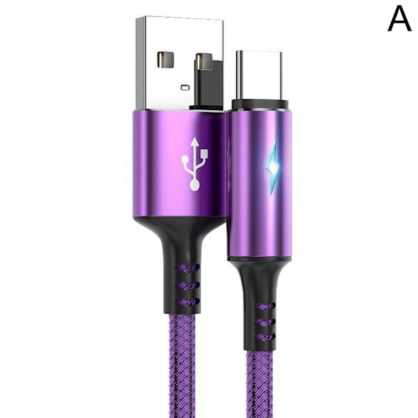 Type C-kabel Snabbladdningssladd Nylonflätad Laddare Usb-kabel h t υ◆ <~ I C3V3 black 1.2m