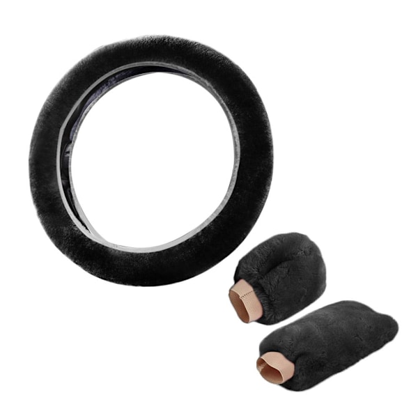 Bilratt Skydd Vinter Bilratt Skydd Plysch Draghandtag Cov ∠ Black 3pcs