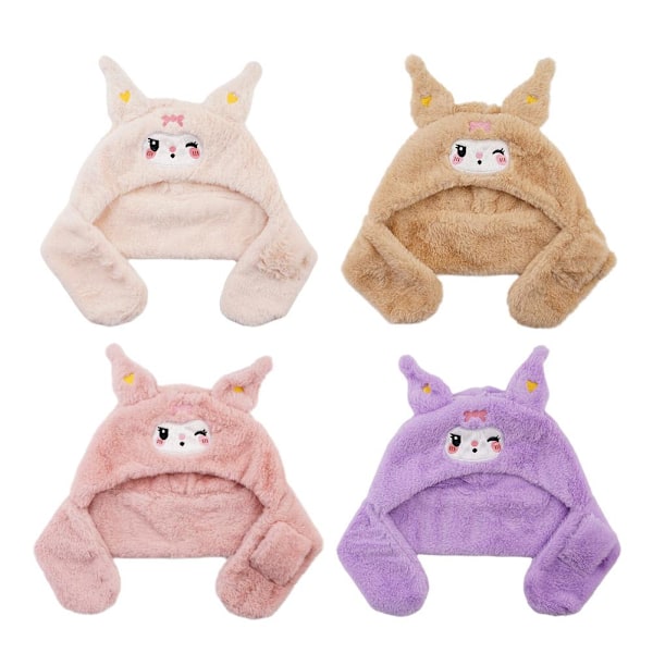 Vinter Söt Barnmössa Halsduk Hatt i ett stycke Varm Plyschmössa Tvådelad Q4d2 beige One size