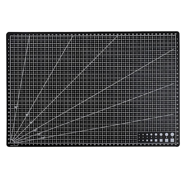 A3, A4, A5 SKÄRMATTA HALKFRI SJÄLVLÄKANDE MED TRYCKTA RUTNÄT A3 Black 1pc