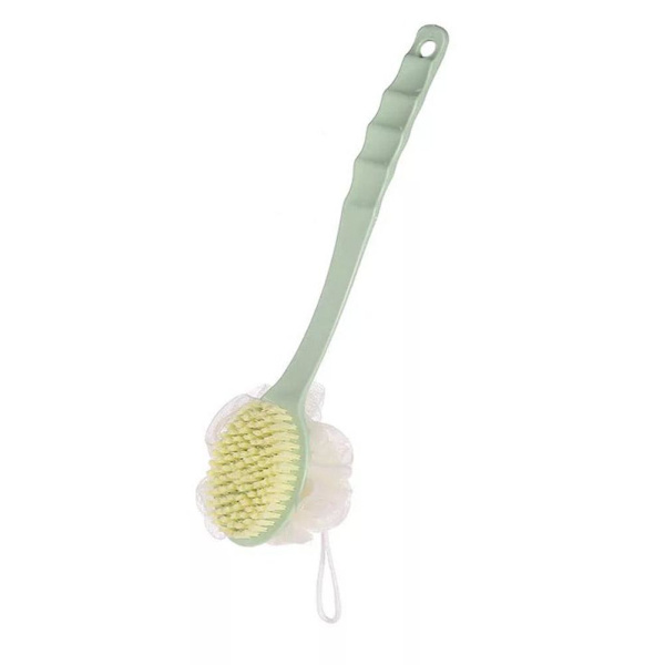 Långt badborste Ryggskrubbare för dusch Loofah Svamp Kroppsryggborstar green 2 in 1