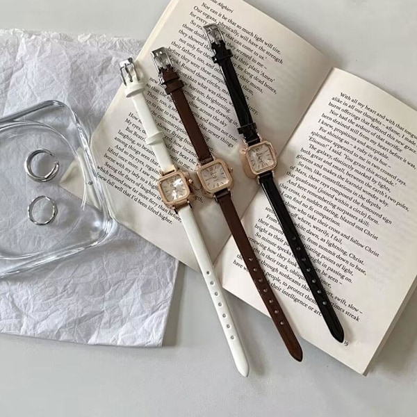 Ny Modeklocka Koreansk Version Retro Quartz Klocka Tunt Band Liten Fyrkantig Klocka Brown One size