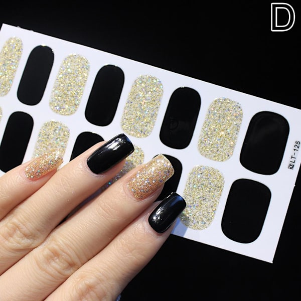 Glitterpulver Nagelsticker färggradient hopp vattentät finge LT-125 16pcs