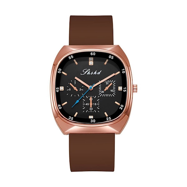 1st Mode Koreansk Kvarts Damklocka Fyrkantig Urtavla Lyxig Klockarmband Silikon Elegant K7E0 Brown One size