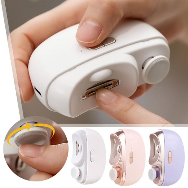 GINTBN 3 i 1 Automatisk Elektrisk Nagel med Polering, Automatiska Elektriska Tånagelklippare för Vuxna Seniorer Bebisar Människor, Elektrisk Nagel Klippare  white One size