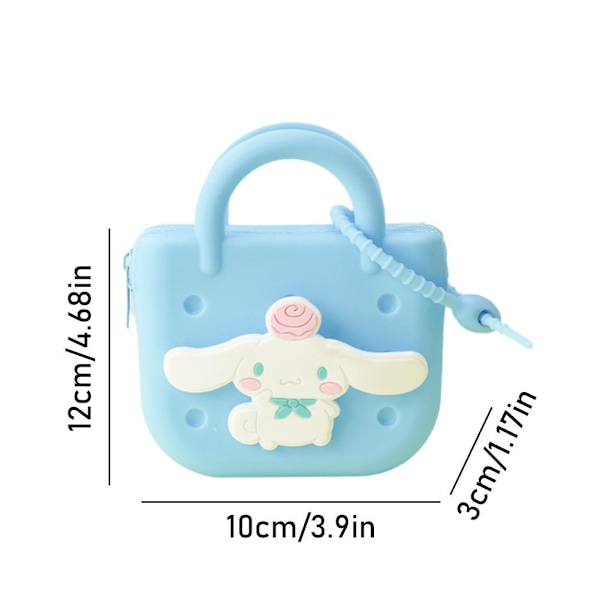 Mini-plånbok för kvinnor i silikon, myntväska, telefonförvaring, hål, nyckel, gör-det-själv, tecknad väska A1n6 Blue One size