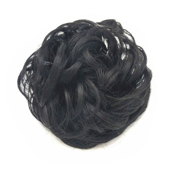 Lockigt stökigt hår Bun Piece Scrunchie Fake NaturalBobbleHair Exte black brown 13cm