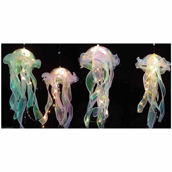 DIY Jellyfish Lamp Lantern Mermaid Parti Jellyfish Light Lantern colorful onesize