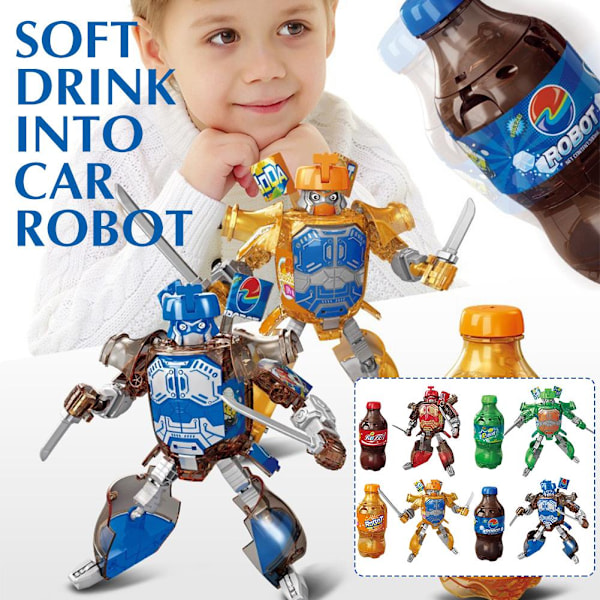Kreativ Läsk Transformers Leksak Coca-Cola Burk Modell Strids Mecha Robot Samurai Autobot I4U1 Blue One size