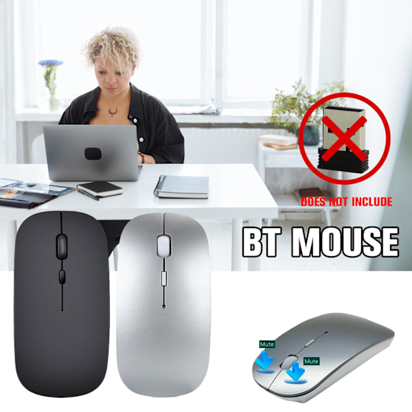 Trådlös Bluetooth-mus för dator, tyst mus, ergonomisk mus, optisk `UK. black One-size