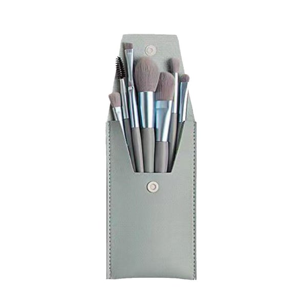 13 st Ansiktssminkborstar Set med påse Mjuk kosmetisk skönhet Ey Grey Leather Bag 8pcs