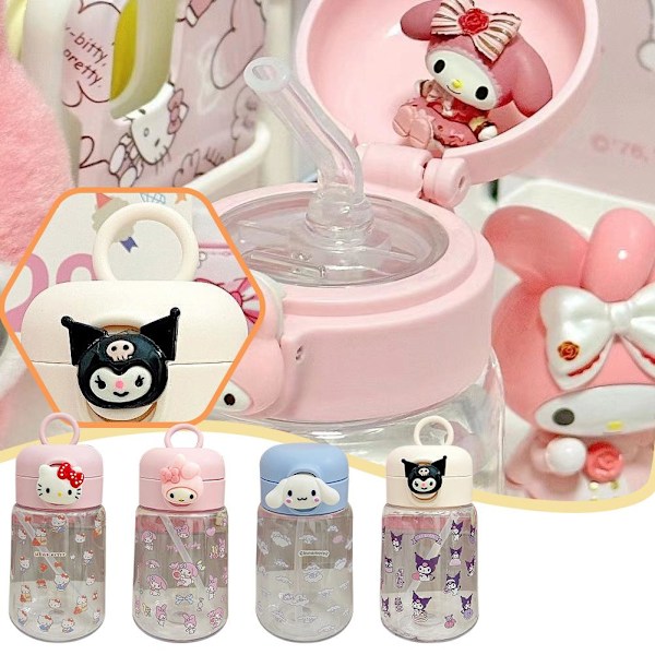 400ml Sugrör Vattenkopp Cinnamoroll Kuromi Melody Sugrör Utomhus Portabel Vattenflaska Kopp Spelare C1v2 pink rabbit 400ml