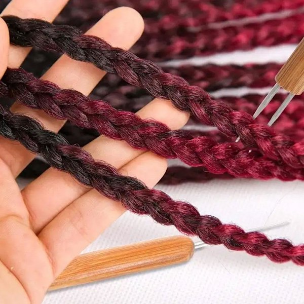 Virknål i trä för dreadlocks, flätnål, perukförlängning, trådnålar, virknålar, hår R6Y0 stickverktyg hår