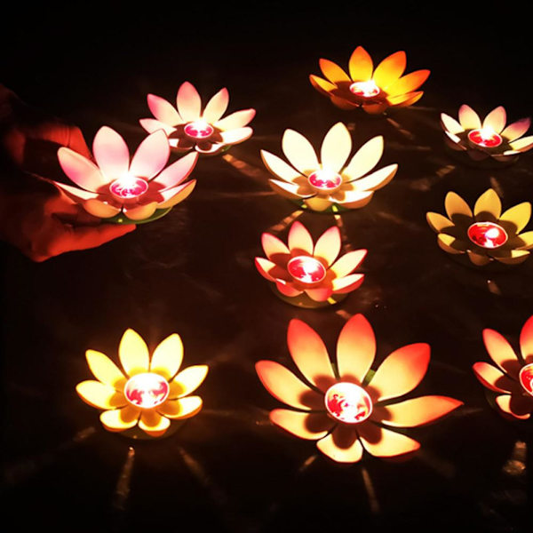 Flytande Vatten Lotus. Lampa Lotus. Önskelampa Utomhus Ljuslykta Festival Lam> Red 1pcs