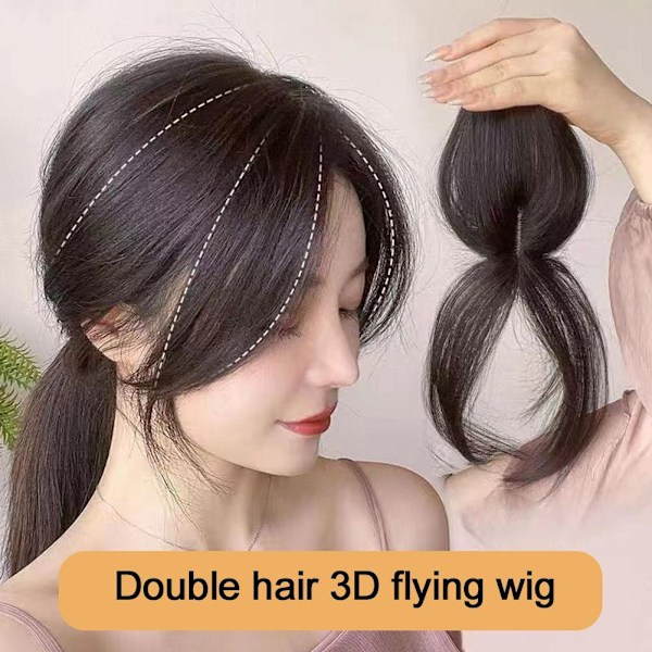 Eight Bangs Damperuk 3D Huvud Tunn Sektion Medium Simulerad Lugg Peruk Delad A0H8 Dark brown one size