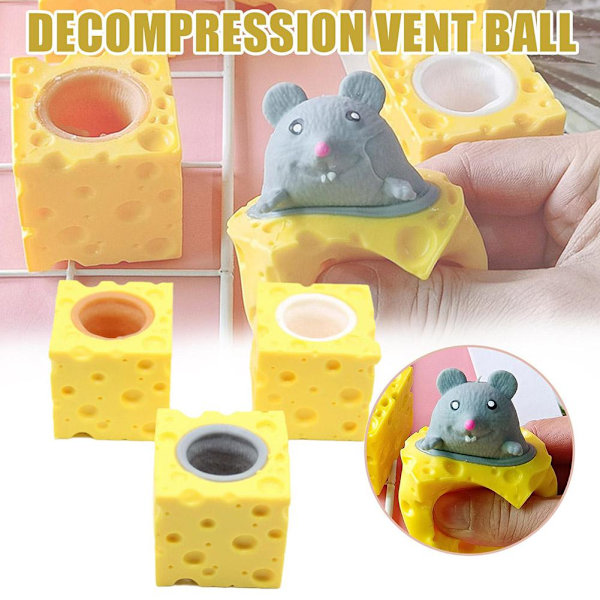 Söta Squishy Leksaker Ost Mus Leksaker Roliga råttkopp Kläm kopp till gray one-size