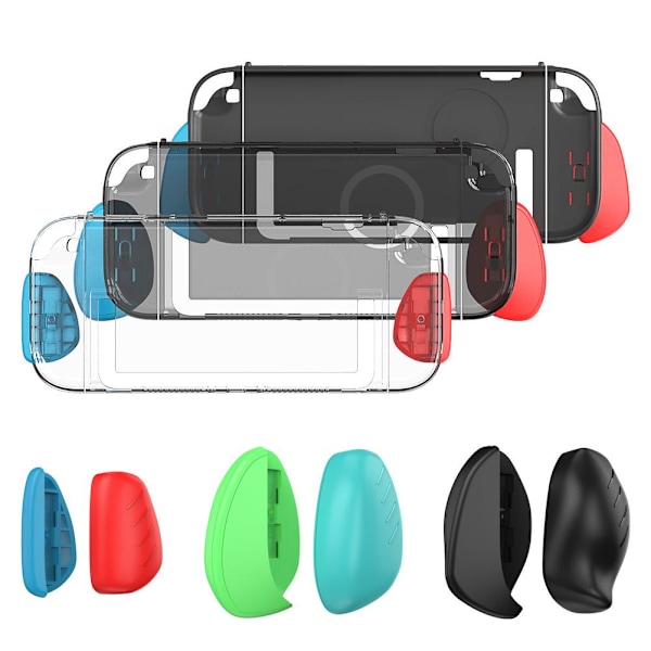 För Nintendo Switch 2 (2025) NS 2 Dockningsbar Delad Skal Skyddsfodral ~HET~REA! black grip Transparent shell