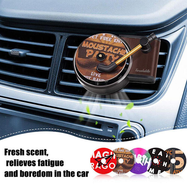 Skivspelare Auto Luftfräschare Roterande Fonograf Aromaterapi~ V6L8 P3O7