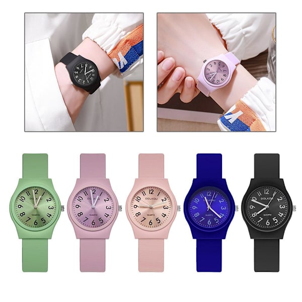 Silikon Gummi Jelly Färger Armbandsur Regnbågs Klocka Barn Nya E7 Green One size