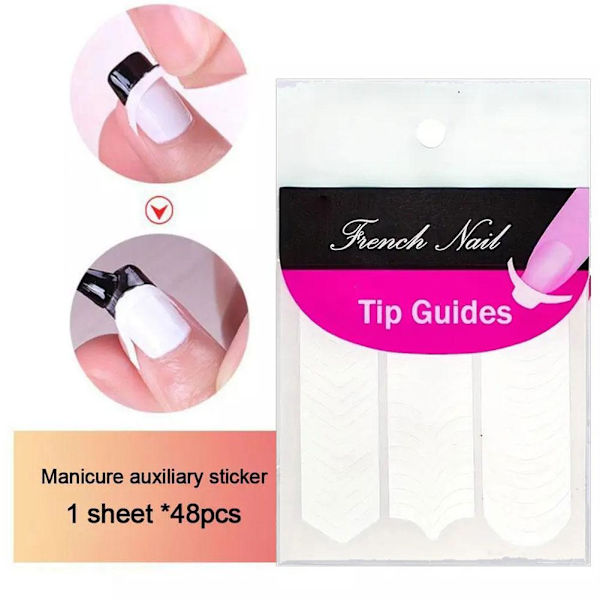 Fransk Manikyr Nagelguider \"Böjda\" Halvmåne Stilar Tips Stickers Schablon T εы