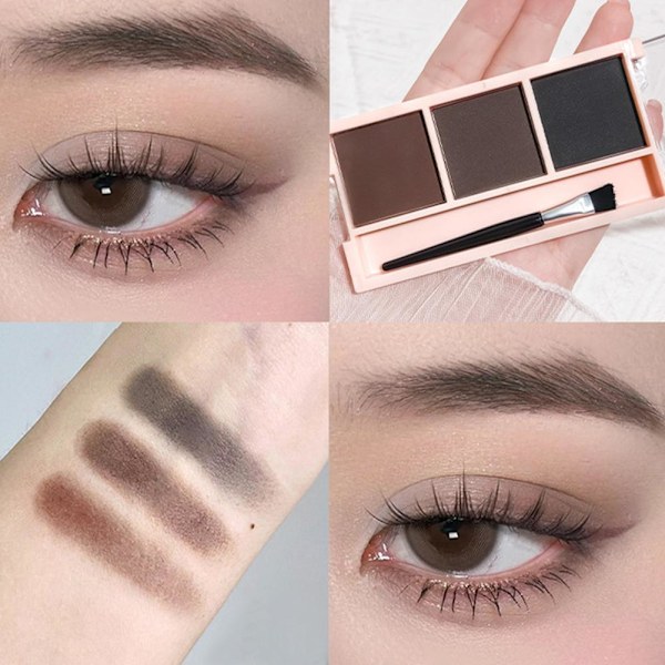 3-Nyans Ögonbrynspuder Palett - Långvarig, Vattentät och Sv 03 # Grey Brown 6.6g