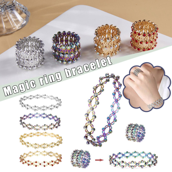 Silver Magic 2-i-1 Indragbar Crystal Ornament Ring Armband Ba red null