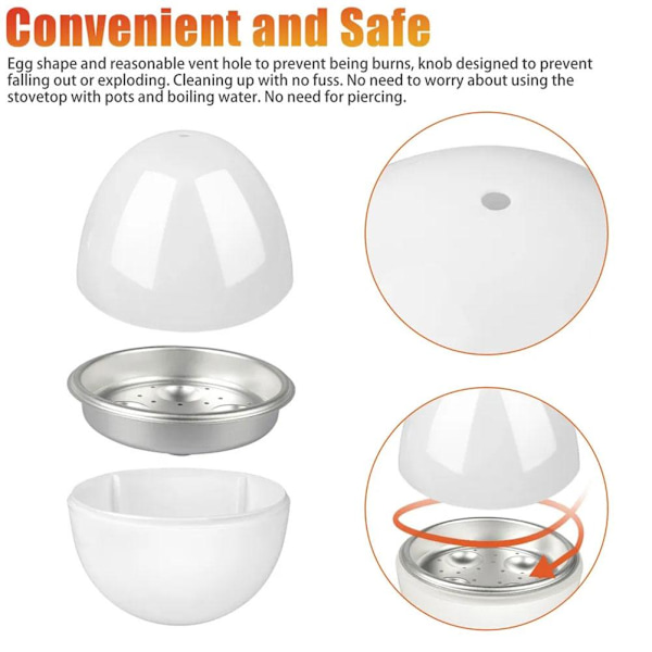 Mikrovågsugn Äggkokare 1/4 Ägg Pod Avtagbar Skalverktyg Ångkokare S4W8  white 1pcs