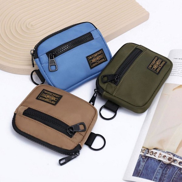 Casual Myntbörs för Män Canvas Dragkedja Plånbok Retro Nyckelhållare Sm Army Green One size