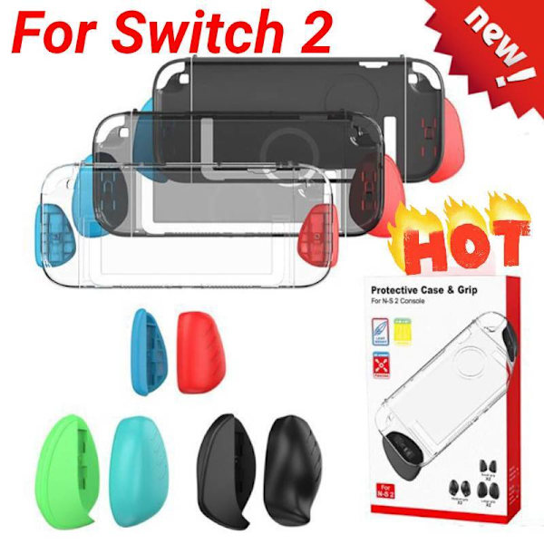 För Nintendo Switch 2 (2025) NS 2 Dockningsbar Delad Skal Skyddsfodral ~HET~REA! blue and red grip black shell