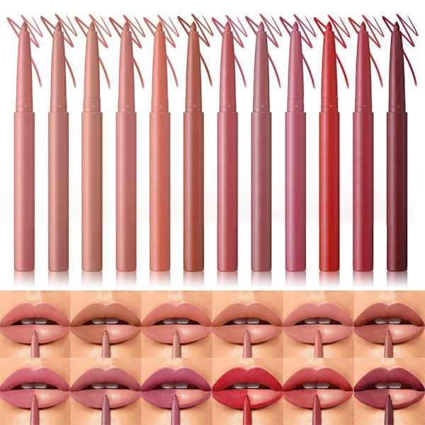 12 Färger Matt Läppenna Mjuk Matt Kontur Läppform Läppenna Prisvärd Läppmakeup L9o0 style7 0.2g