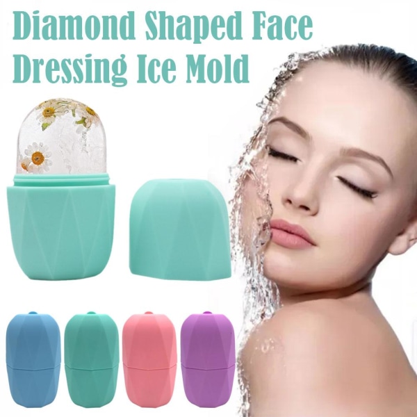 Silikon Ice Face Roller Hudvård Ansiktsmassagerare Ice Cube Balls diamond blue one-size