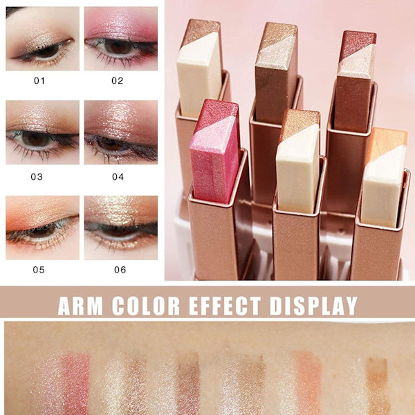 Tvåfärgade Ögonskuggspennor Gradient Ögonskugga Cr.B2 Matt T8G2 6# rose gold 2g