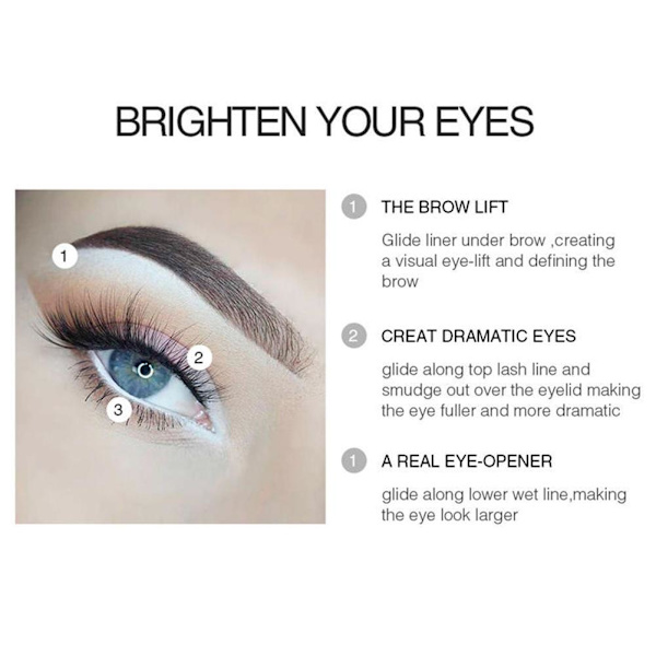 Vit eyeliner pull line ögonbrynspenna skönhetsmakeup G2O9 D2I1
