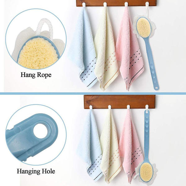 Långt badborste Ryggskrubbare för dusch Loofah Svamp Kroppsryggborstar green 2 in 1