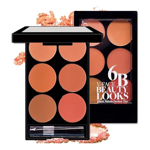 6 Färger Puder Rouge Smink Matt Rouge Palett Naturlig Smink Rouge Skimmer Palett Holding S4o0