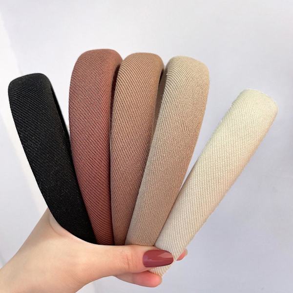 Hårband för damer, vadderat hårband, brett svamphårband, accessoar Hot W4 beige one-size