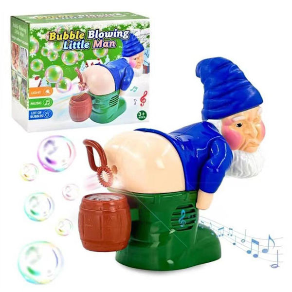Kort Man Blåser Bubblor Automatisk Bubbelmaskin med Musik och Ljus T1