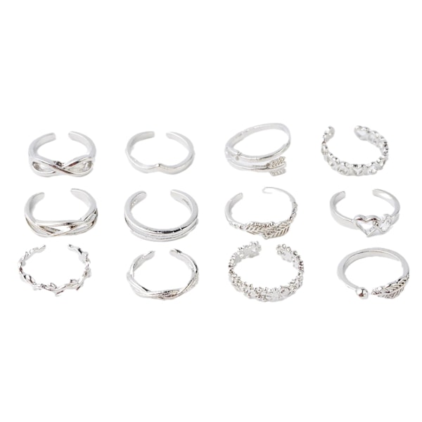 12 st damring knogring set retro boho fot ring kvinna gold 12pcs