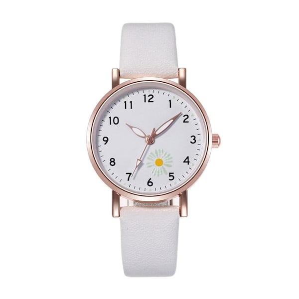 Lysande Klocka Nattlysande Kvinnor Söt Läder Enkla Klockor Liten Urtavla Quartz J4O3 White One size