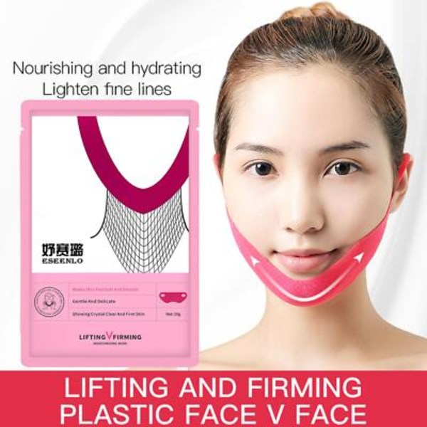 1/5X V Line Ansiktslyftmask Dubbelhakreducerare V Form Slimming UK pinkA 10g 5pcs