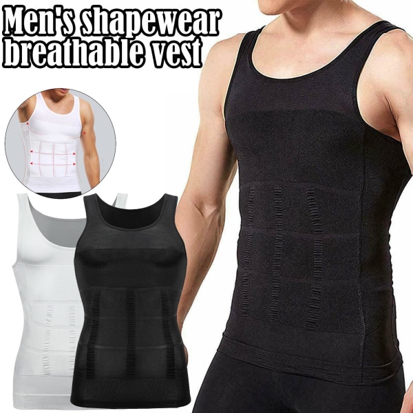 Slimming Stretchy Shapewear Vest Skjorta för män Sportkompression white XL